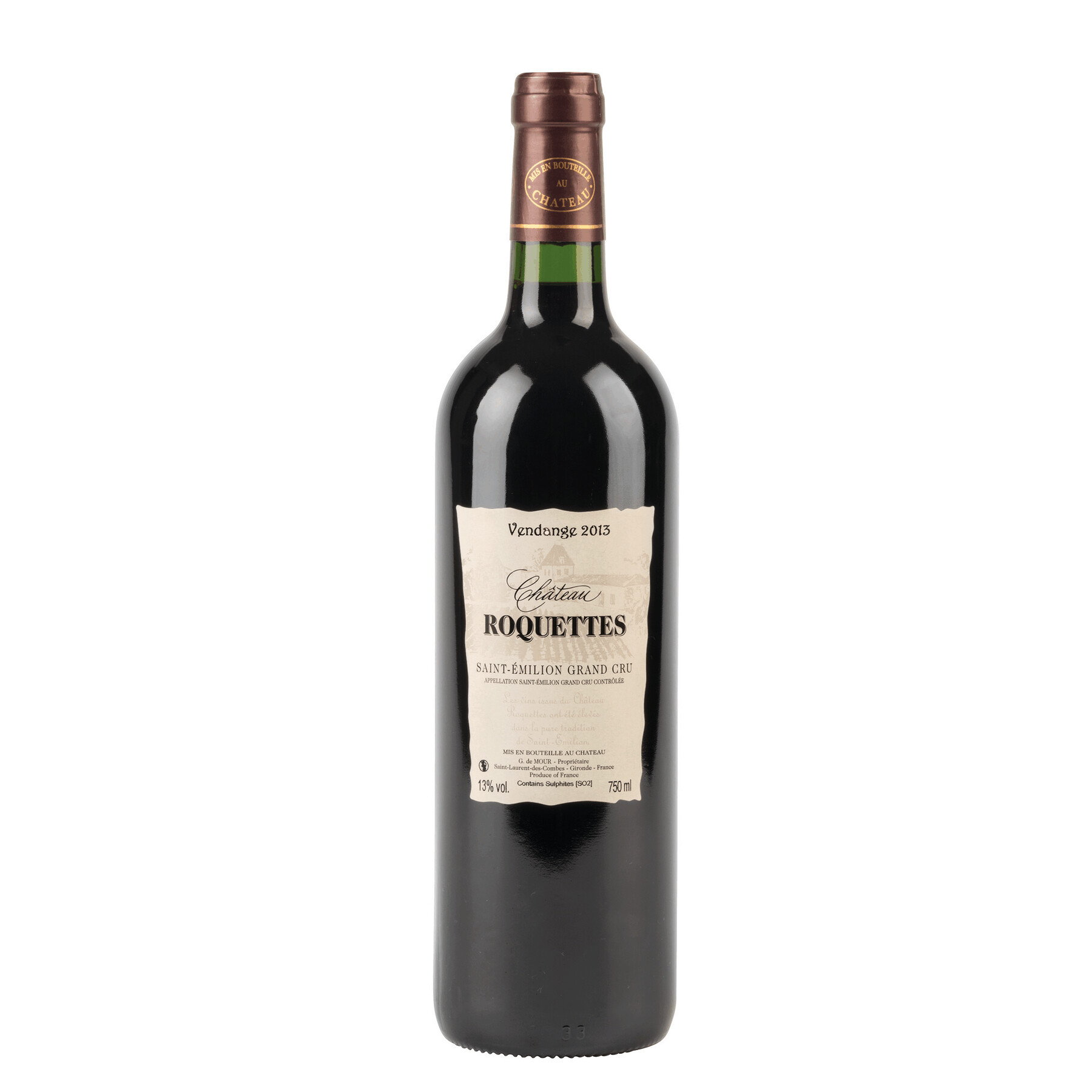 CHÂTEAU ROQUETTES – SAINT-ÉMILION - Vin rouge, 2013